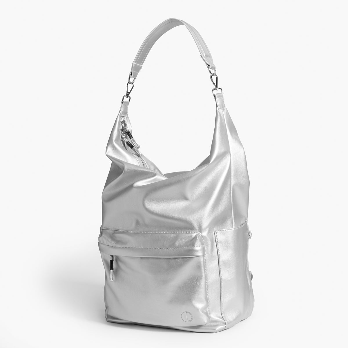 Practice Karma Backpack in Silver color shoulder strap extended