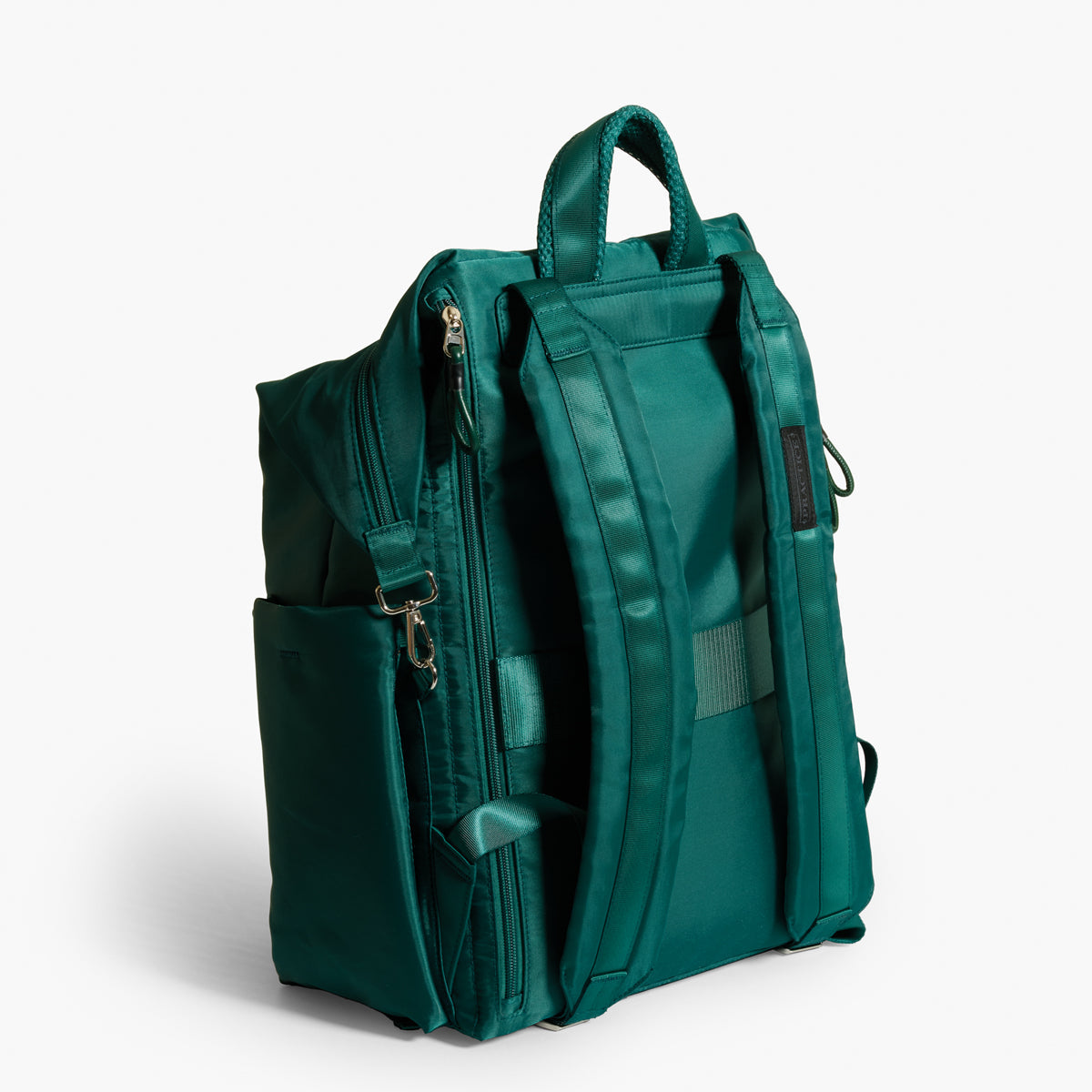 Practice The Karma Backpack in Forest green color back of bag backpack straps